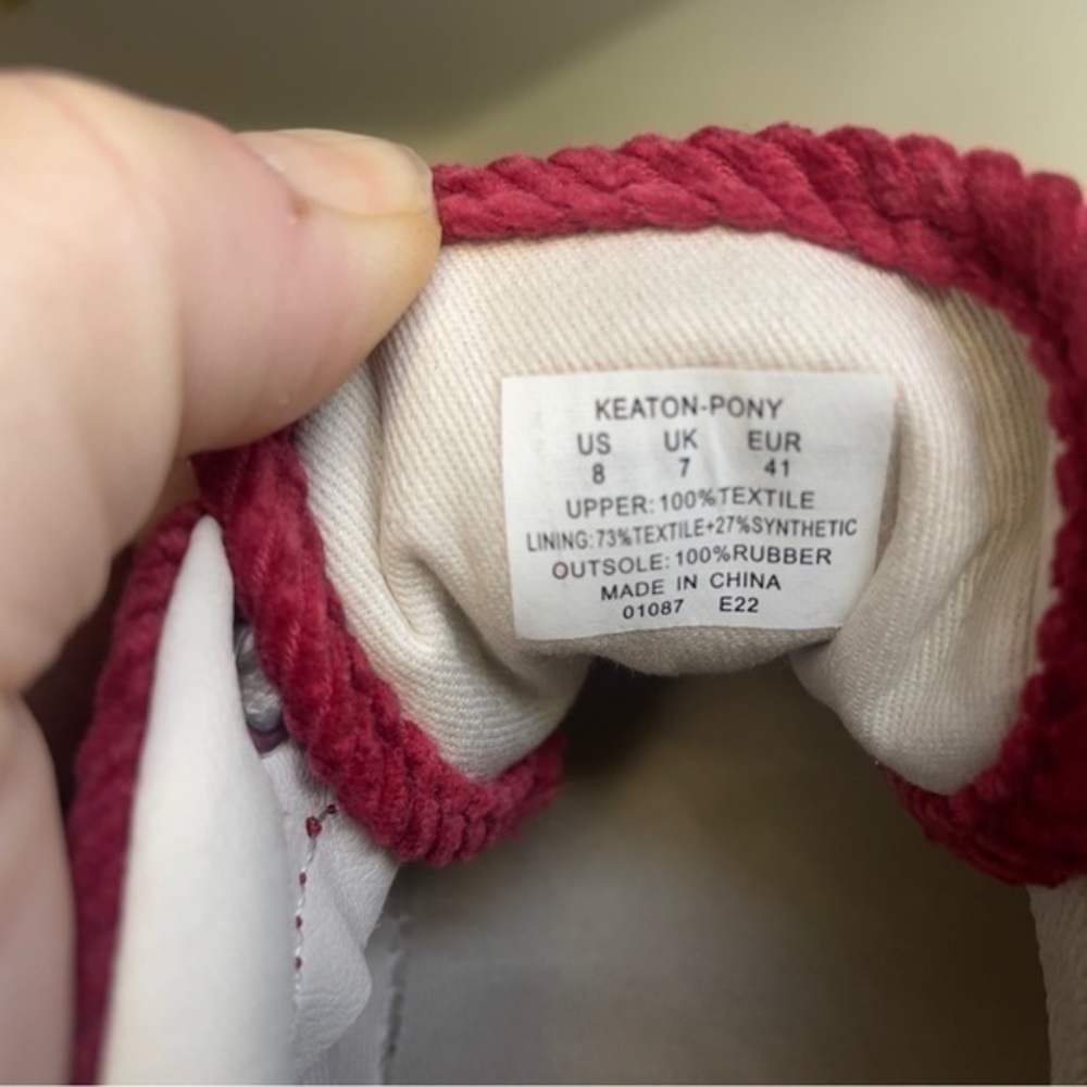GUC Ralph Lauren‎ Polo Keaton-Pony Red Corduroy Sneakers, men’s 8 - Picture 8 of 8